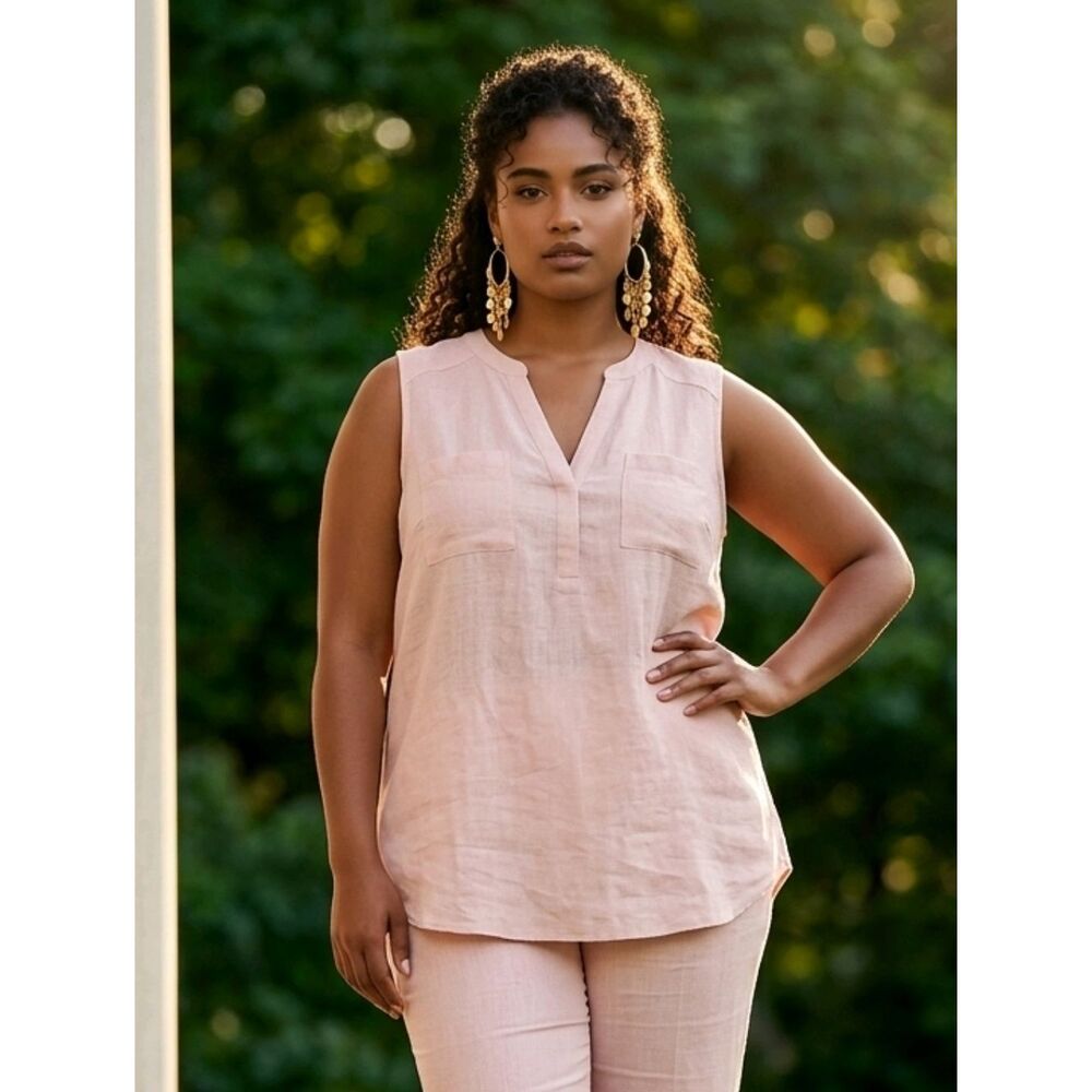 TORRID Harper Blush Pink Sleeveless Pocket Button Pullover Lightweight Top 4X 26